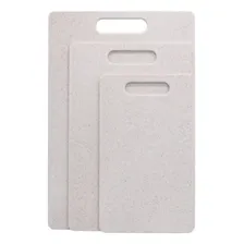 Set X3 Tabla Cocina Profesional Picar Cortar Servir Plástico 3 Tablas Plástico Grado Alimenticio Beige Natural Trigo