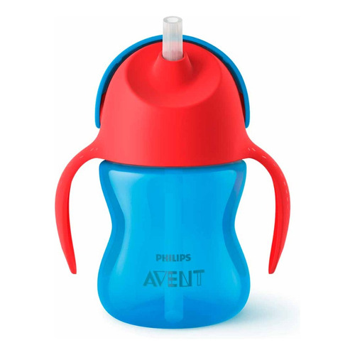 Vaso Pitillo 7oz Niño Avent - Scf79601 Color Azul - Rojo Liso