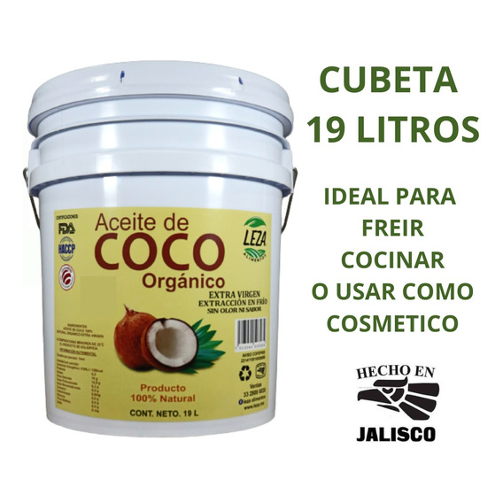 Aceite De Coco Sin Olor Ni Sabor Cubeta 19 Litros 