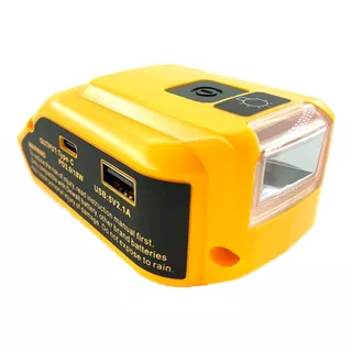 Adaptador Usb/tipo C/dc 12v E Led P/ Bateria Dewalt 18v-20v 