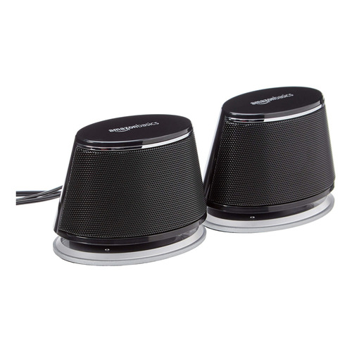 Amazon Basics 2 Altavoces Usb Plug-n-play Para Pc O Portát. Color Negro