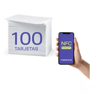 100 Tarjeta Pvc Nfc Ntag215 Sólida Imp Termíca - En Blanco