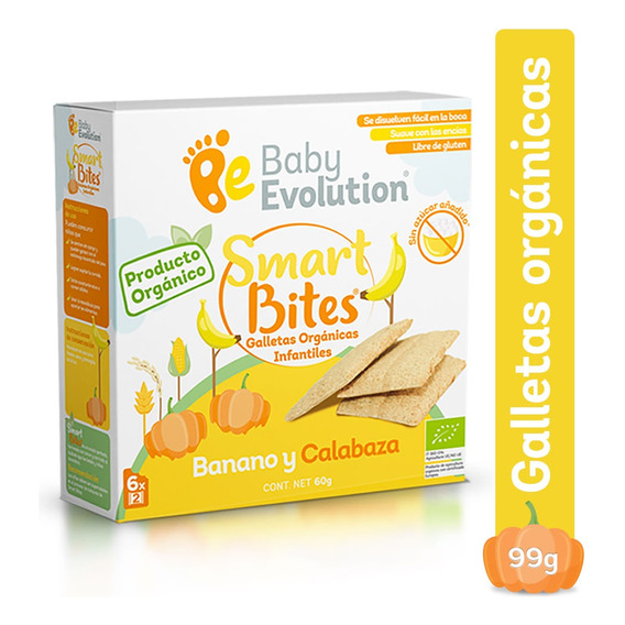 Galletas Organicas Baby Evolution Banano Y Calabaza X 6und