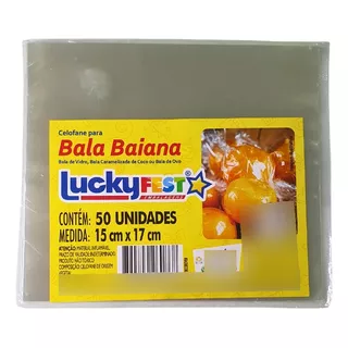 Papel Celofane Torção Embalagem Bala Baiana 15x17 Com 50