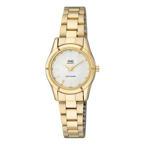 Reloj Q&q Qyq Q877j001y Casual Acero Mujer Dama + Estuche Color De La Correa Dorado