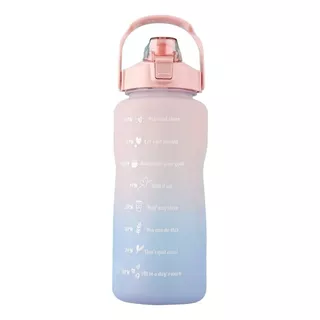 Garrafa De Água Squeeze Plástico Bico Canudo Tampa 2000ml Cor Rosa