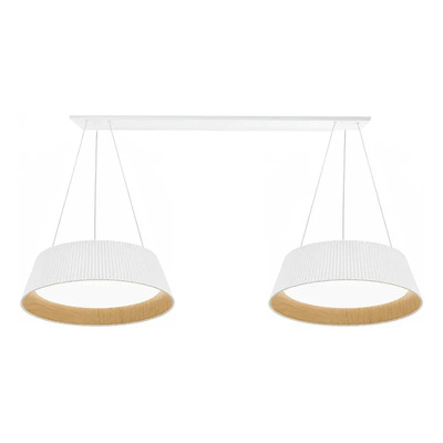 Lámpara Colgante Suiza 2 Luces Led Blanco Madera Cont Remoto Blanco