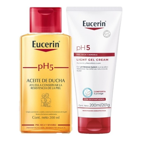 Combo Eucerin Ph5 Aceite De Ducha 200ml + Crema Gel Light