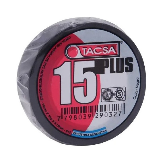 Cinta Aisladora Pvc Tacsa 15 Plus X 10 Mts Pack X 100 Unidad