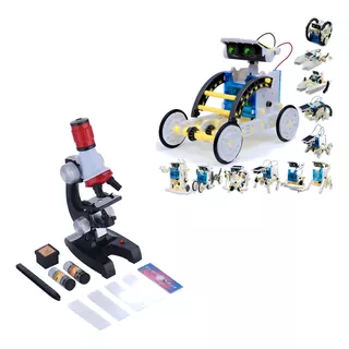 Kit Robô 13 Em 1 + Brinquedo Educacional Microscópio