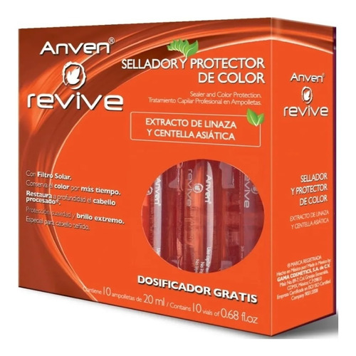 Caja Ampolletas Teñido Anven Revive Sellador Color C/10pzas 