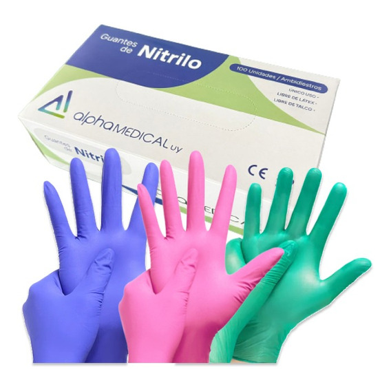 Guantes De Nitrilo Rosa. Caja 100 Unidades.