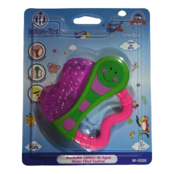 Mordillo Y Sonajero Relleno De Agua Animalitos Infantec 3028 Color Rosa