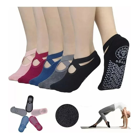 Calcetines De Yoga Danza Pilates Antiderrapantes 5+1 Piezas