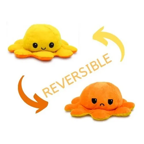 Peluche Pulpo Reversible Feliz Enojado Pulpito Premium Color