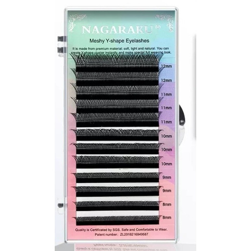 Extensiones de pestañas  Nagaraku YY color negro con curvatura de tipo D x unidad