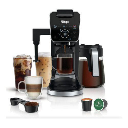 Coffee Maker Ninja Dualbrew Cfp300, Cafetera Pro De 12 Tazas, Cápsulas De Una Sola Reserva Y Molidos, 4 Estilos De Preparación, Espumador Plegable Integrado, Jarra De Depósito De Agua