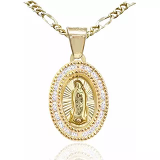 Medalla Virgen Guadalupe Oro 10 K Zirconias + Obsequio