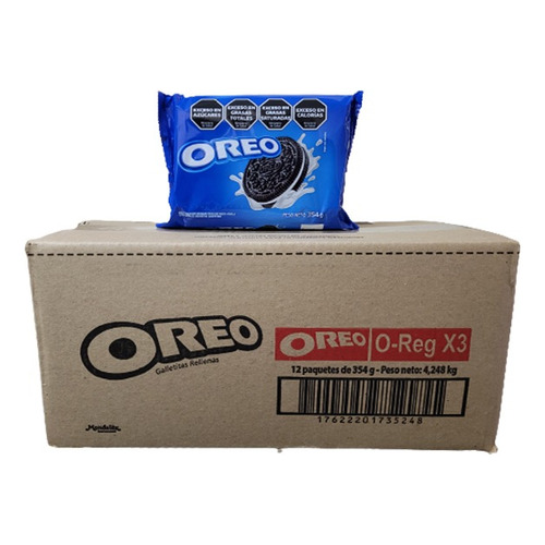 Galletitas Dulce Oreo Relleno Vainilla 354g Tripack Caja X12