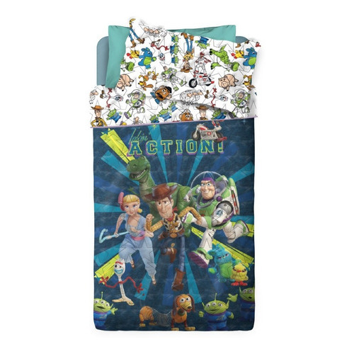 Cubrecama Reversible Infantil Piñata Personaje Disney 1 1/2p Color Toy Story