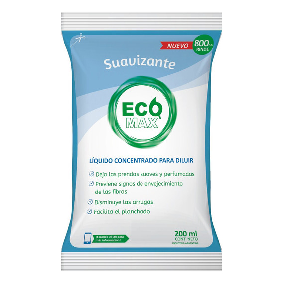 Suavizante Ropa Ecomax Agradable Sobre Para Diluir 800ml