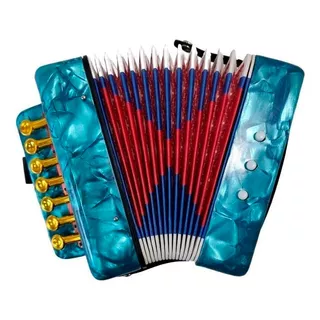 Mini Acordeon Sanfona Infantil 3 Baixos 7 Notas Musicais Cor Azul