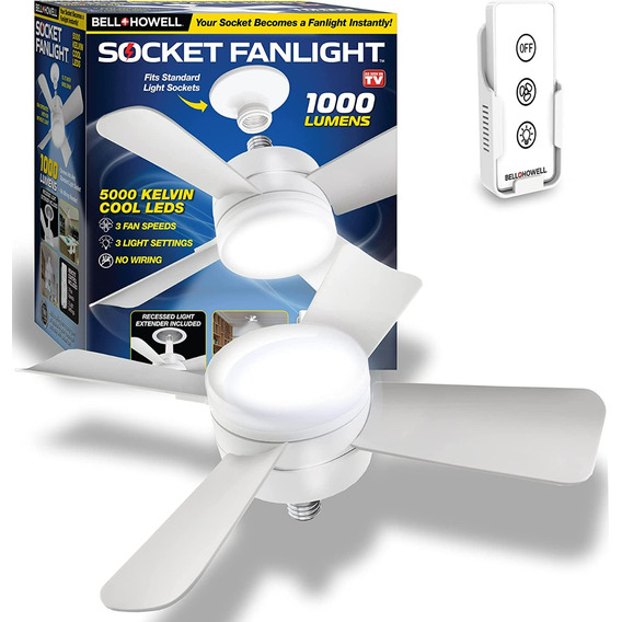 Foco-ventilador Portátil + Control Socket Fan | Cv Directo Color Blanco
