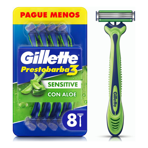 Gillette Prestobarba3 rastrillos desechables sensitive 8 unidades