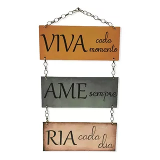 Enfeite Porta Placas Decorativa Casa Mdf  Trio Viva Amor 