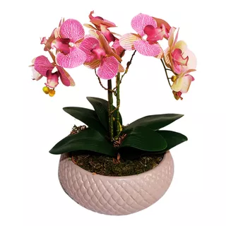 Arranjo Flores Orquidea Artificial Vaso Ceramica