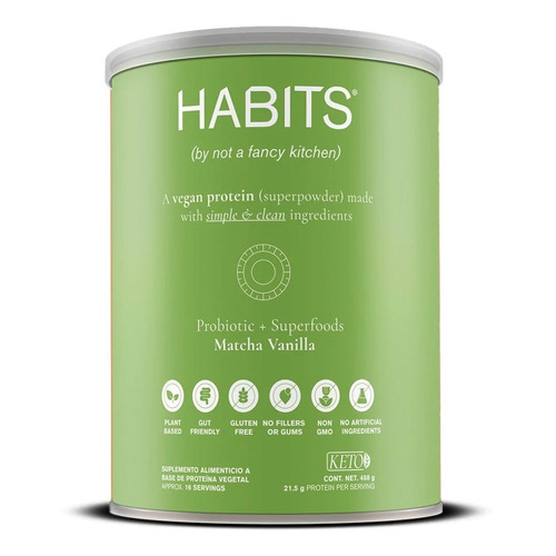 Habits By Nfk Proteína Vegana En Polvo Matcha Vainilla, 488g Sabor Matcha Vainilla