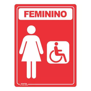 Placa De Sinalização Banheiro Feminino Acessível Pcd