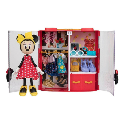 Set De Muñeca Y Closet Con Accesorios Disney Minnie Glam Ros