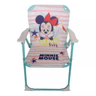 Silla Playa Infantil Minnie Y Mickey Plegable Con Seguro Color Rosa