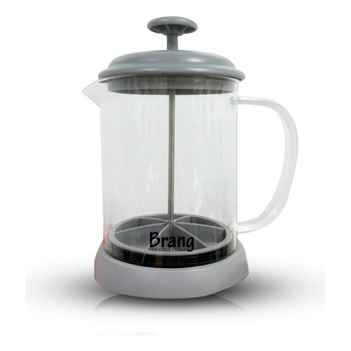 Prensa Francesa Café Brang 600ml Vidrio Pvc Filtro Silicón Color Gris