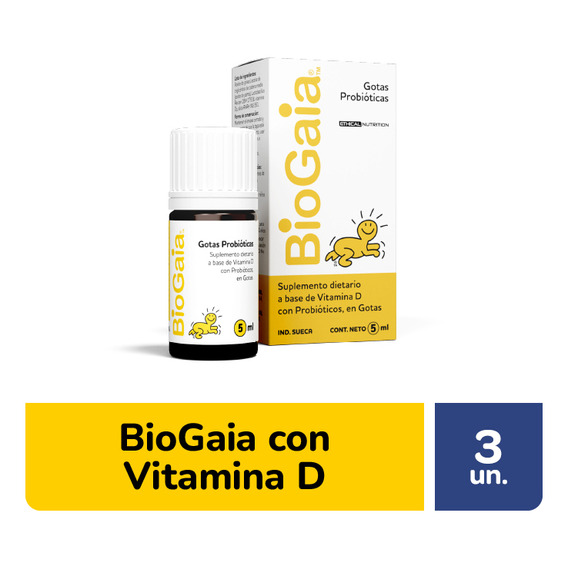 Biogaia Gotas Probioticas Vitamina D Suplemento 5 Ml X 3 Un