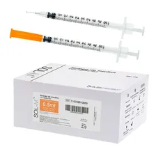 Seringa Insulina C Agulha Fixa 0,5ml 0,25mm X 6mm 31g 100un