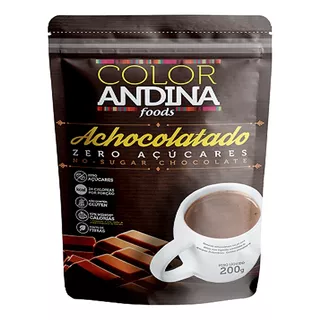 Achocolatado Vegano Zero Açúcar Cacau Puro 200g Color Andina
