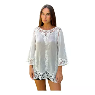 Camisola Blusa Remera Hindu Hippie Chic Folk Bordada Broderi