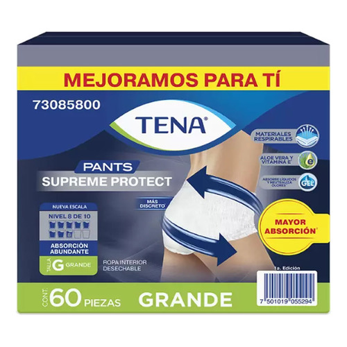 Pañal Adulto Grande Tena Pants Supreme Protect 60 Piezas