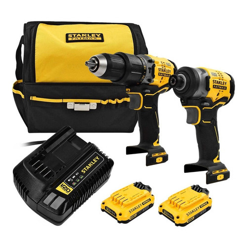 Combo Stanley 20v Brushless Rotomartillo + Llave De Impacto Color Amarillo/Negro