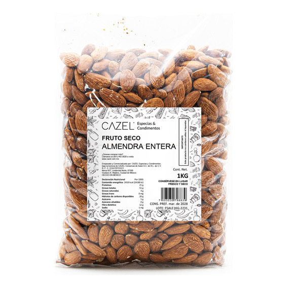 Almendra Natural Cruda Entera 1kg