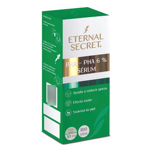 Suero Facial Bha-pha 6% Eternal Secret 30ml Piel Grasa Momento de aplicación Día/Noche