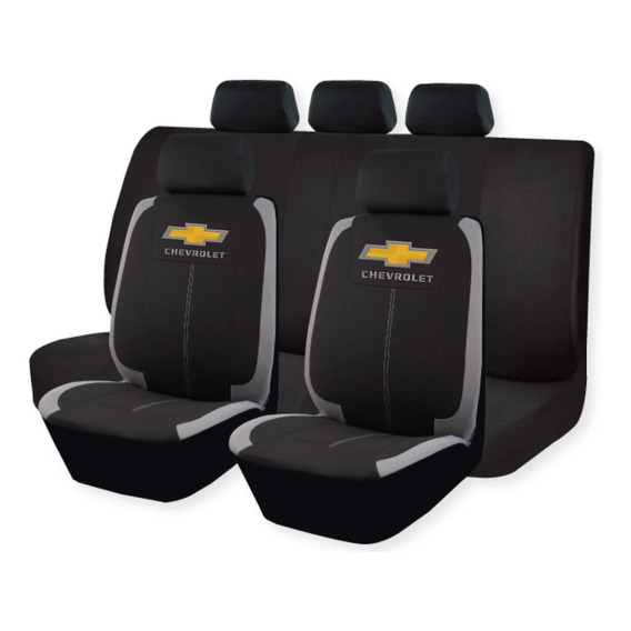 Cubreasiento Funda Tela Negro Gris Chevrolet Bordado Regalo