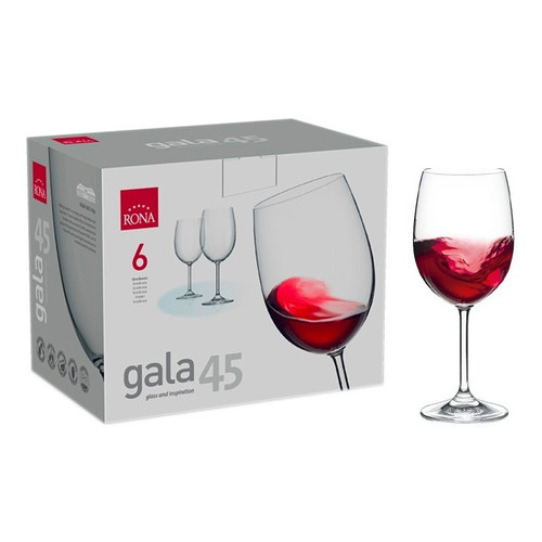 Set De 6 Copas De Vino Tinto De Cristal Rona 450ml