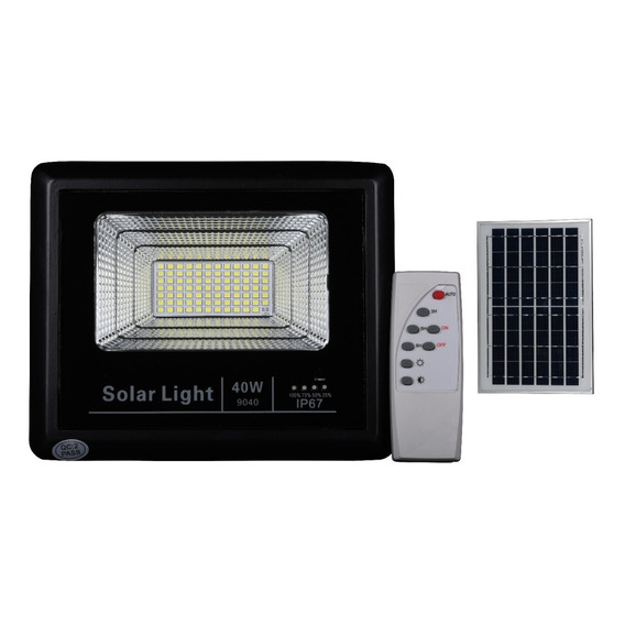 Foco 40w Exterior + Panel Solar + Control Remoto