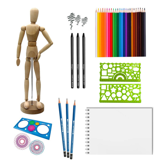 Kit De Arte Para Dibujar Set Dibujo Artista Maniquí Madera