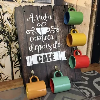 Placa Decorativa Em Mdf - Porta Xícaras Café - C3030