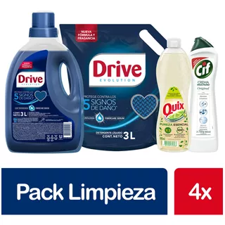 Drive Pack Detergente Líquido + Recarga + Quix + Cif