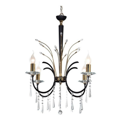 Araña Moderna Reina 4 Luces E14 Negro-oro Cairel Transparent